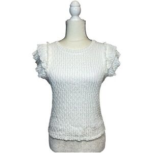 Atelier by Kirious White Ruffle Sleeve Top Size Medium